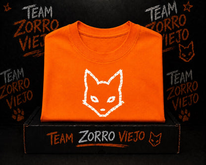Camisa naranja Team Zorro Viejo con logo zorro blanco