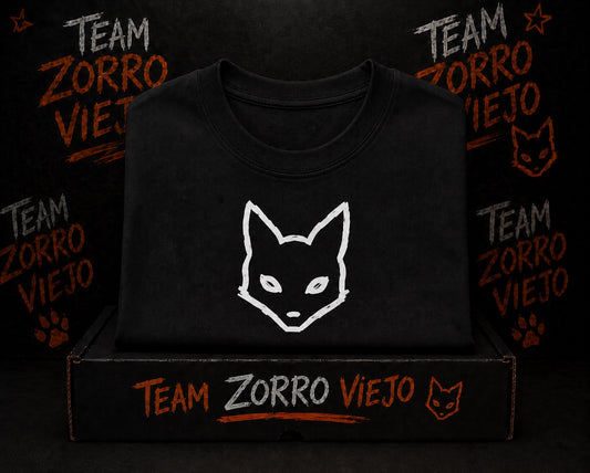 Camisa negra Team Zorro Viejo con logo zorro blanco