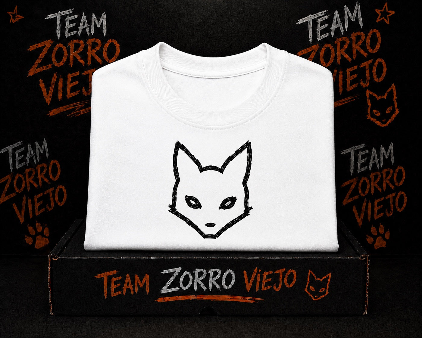Camisa blanca Team Zorro Viejo con logo zorro negro