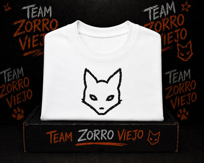 Camisa blanca Team Zorro Viejo con logo zorro negro