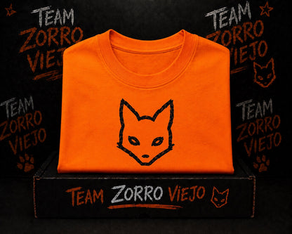 Camisa naranja Team Zorro Viejo con logo zorro negro