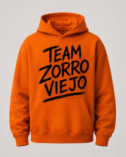 Team Zorro Viejo Hoodie naranja con logo negro