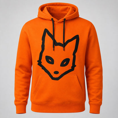 The Fox Hoodie naranja con logo negro