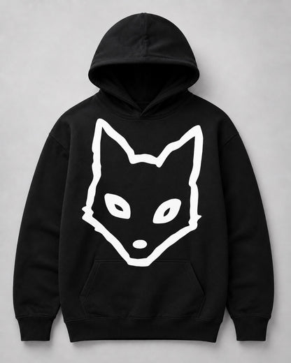 The Fox Hoodie negro con logo blanco